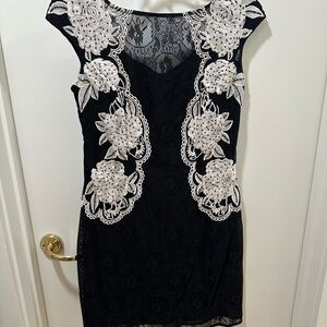 Women’s cocktail navy and cream dress
